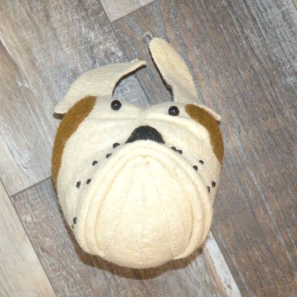 Fiona Walker England Bulldog Dog Nursery Felt Animal Head Decor - Picture 13 of 13